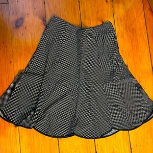White House black market black and white polka dot scalloped skirt